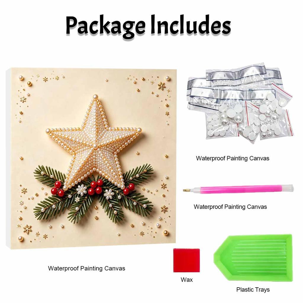 Hochwertiges gerahmtes Perlenkunst-Set mit Weihnachtsstern-Muster, 5D funkelnde Perlenleinwand, DIY entspannendes Bastelset für festliche Wanddekoration zu Hause, Geschenk