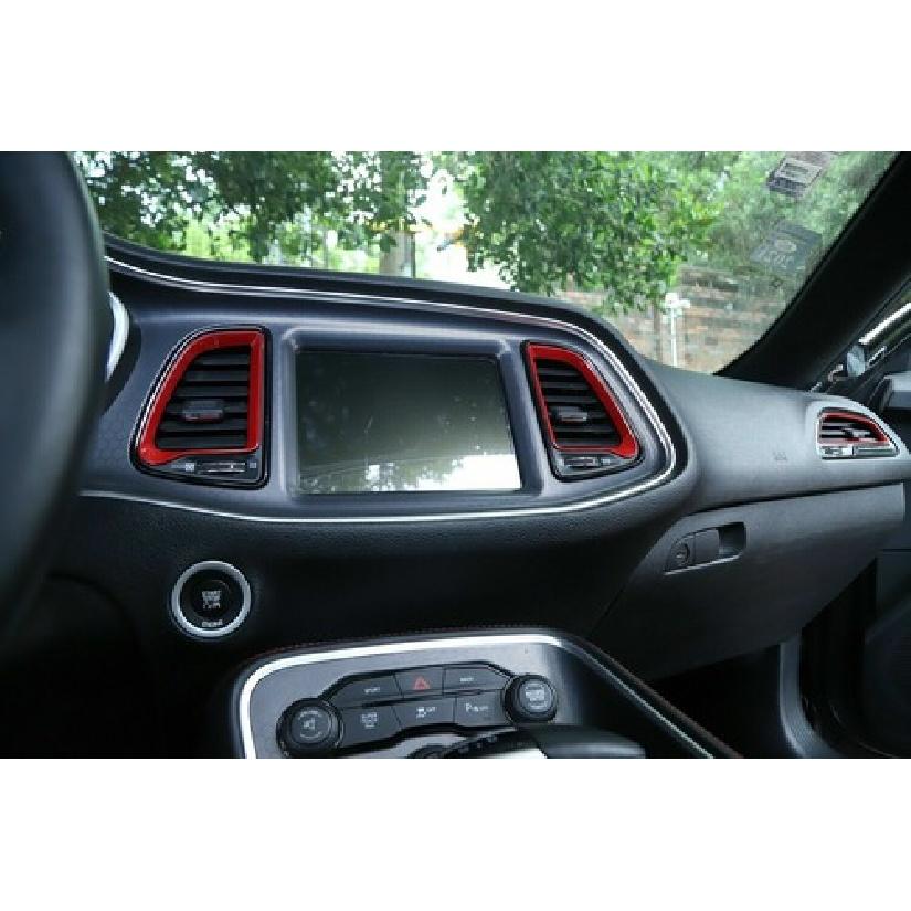 Red Center Console Air Condition Vent Outlet Trim Cover For Dodge Challenger 15+