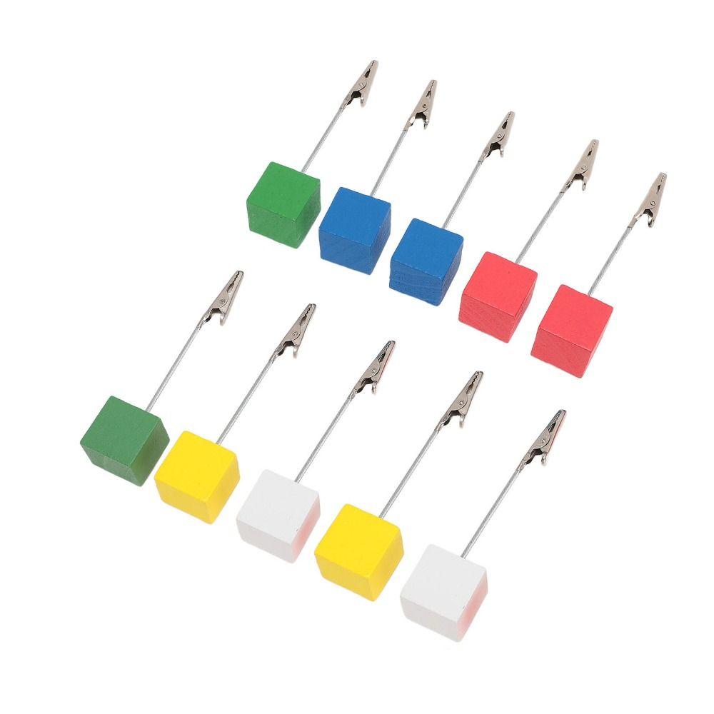 10Pcs Multi-Color Table Number Stand with Crocodile Clasp Wooden Block Photo Holder  Table Setting