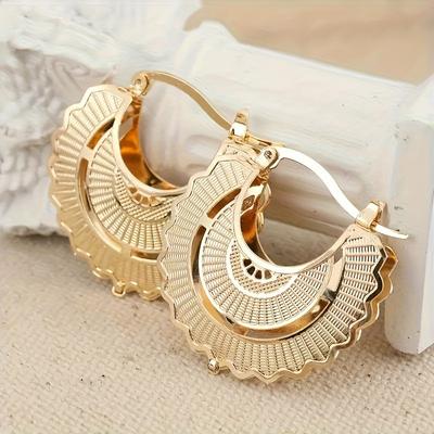 Brincos de Argola Hip Hop Rock para Mulheres Brinco Círculo Coração Banhado a Ouro Cobre Acessórios de Joalheria para Casamento Presente