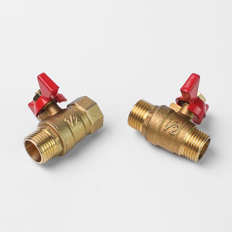 1pc Butterfly Stem Brass Ball Valve 1/4" 3/8" 1/2" BSP Threaded Male To Female Air Compressor Water Gas Oil Shut Off Valve