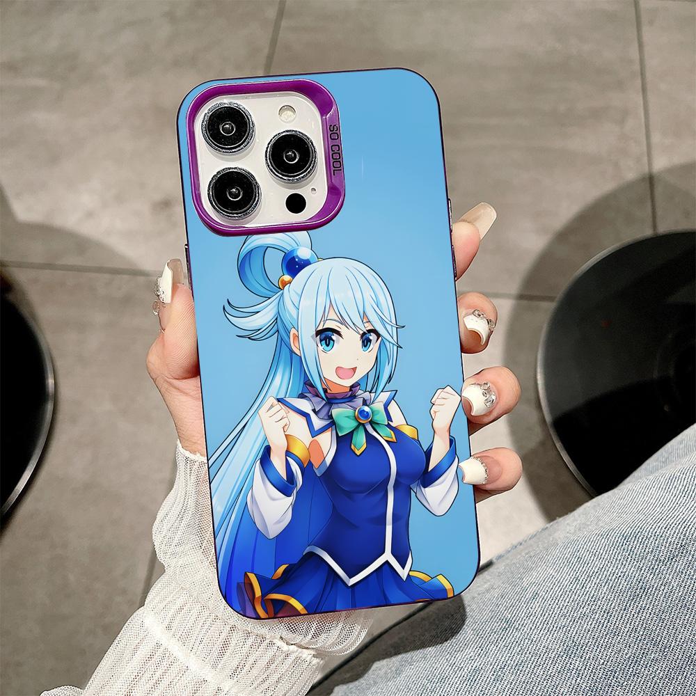 Konosuba Aqua Purple Translucent Mobile Phone Case for iPhone 17 16 15 14 13 12 11 X XR XS Air Pro Max Plus Colorful Cover