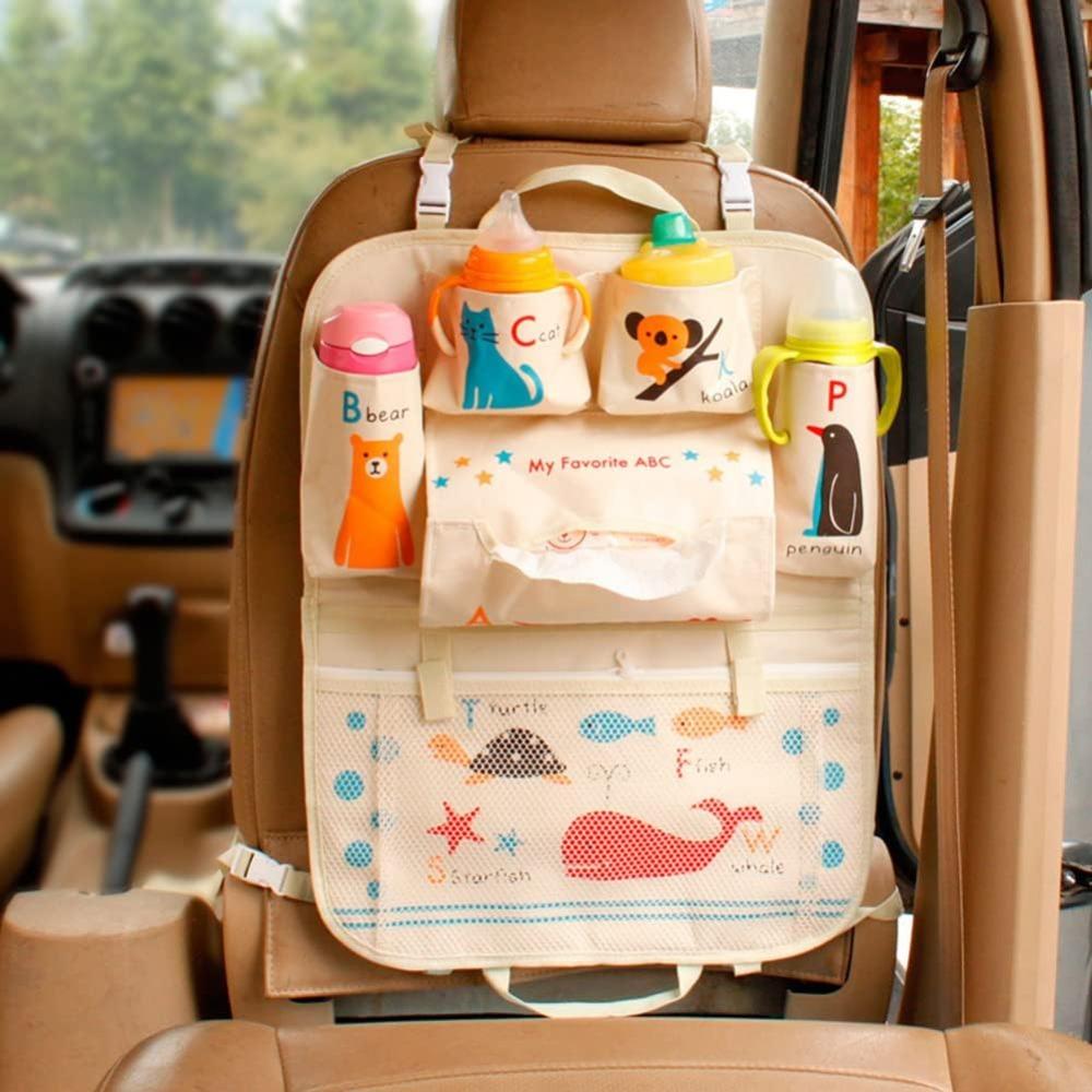 Animation Backseat Car Organizer Mats Back Seat Organizers Storage Bag Tissue Holder For Kids Car Seat Travel Road Trip Essentials