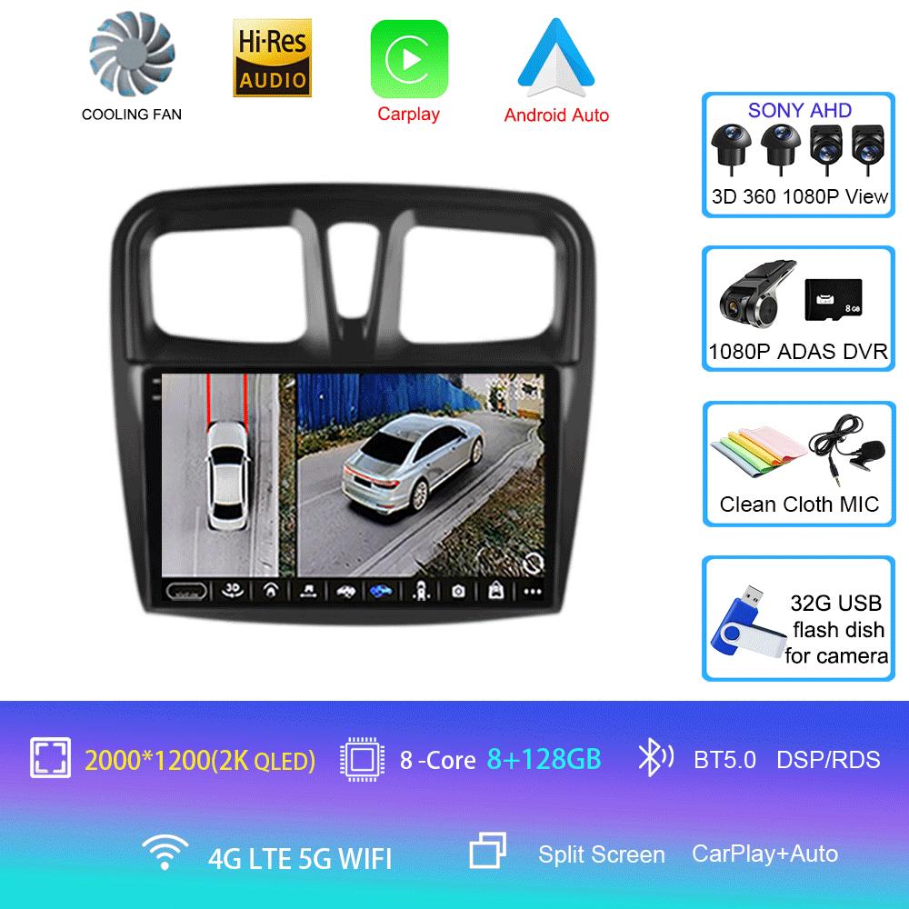 For Renault Logan 2 Sandero 2 2012-2019 Car Radio Android 14 Carplay Auto 2K Screen Multimedia Player Autoradio Stereo Head Unit