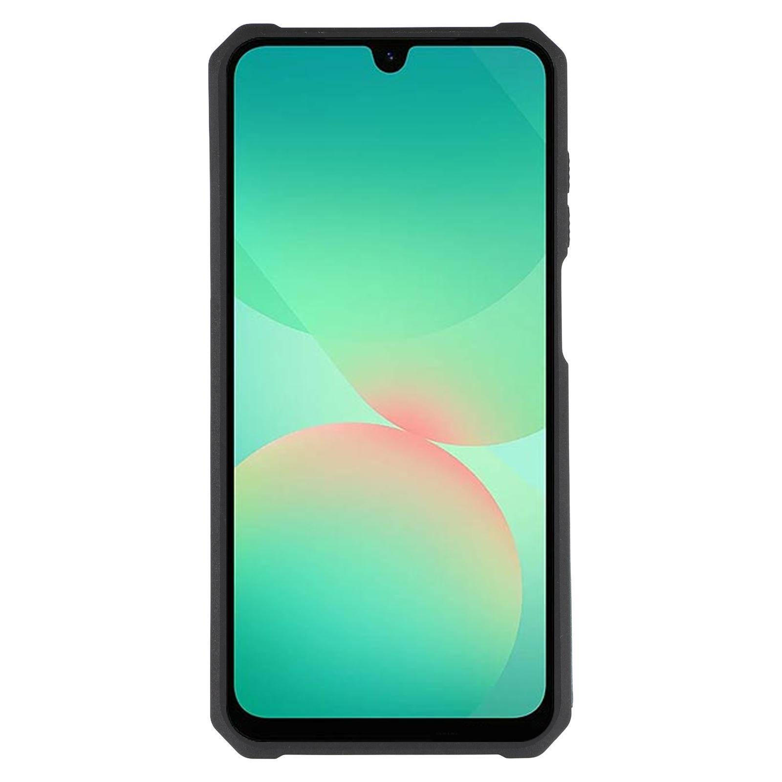 

For Samsung Galaxy A26 5G Case Kickstand Slide Lens Lid PC+TPU Phone Cover with Card Slot Blackish Green