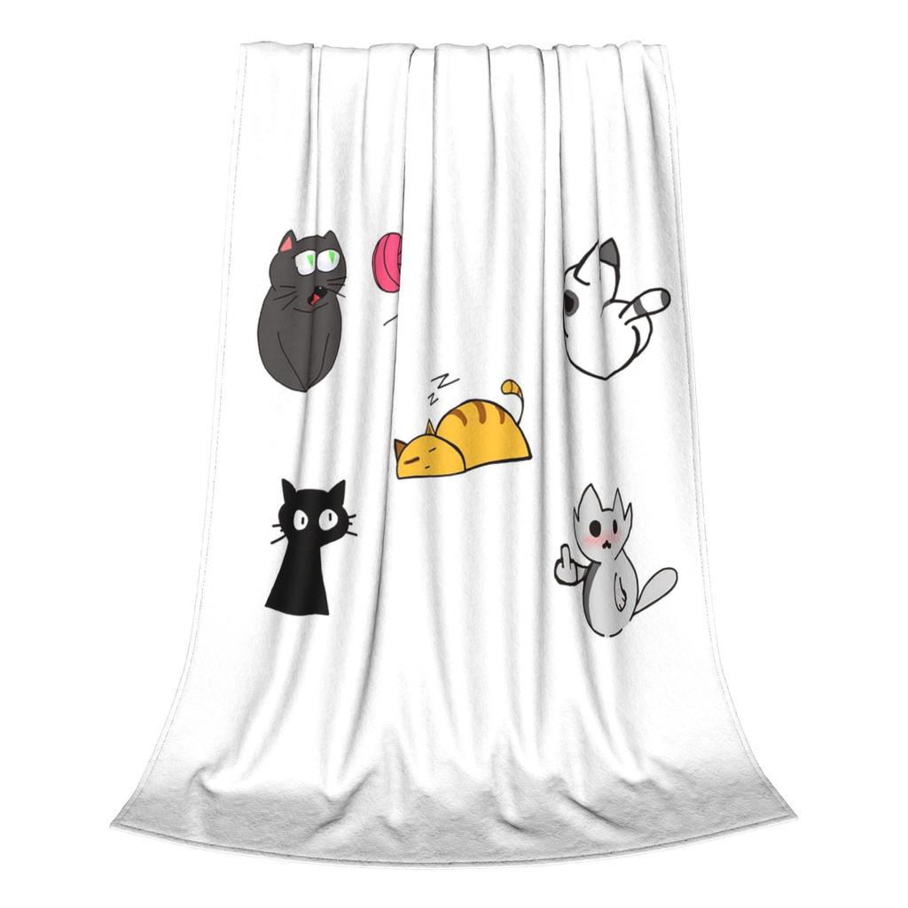 Cat Stickers Sheet Blanket Warm Fleece Sofa Throw Blanket for Home Bedroom Office Throws Bedspread Quilt