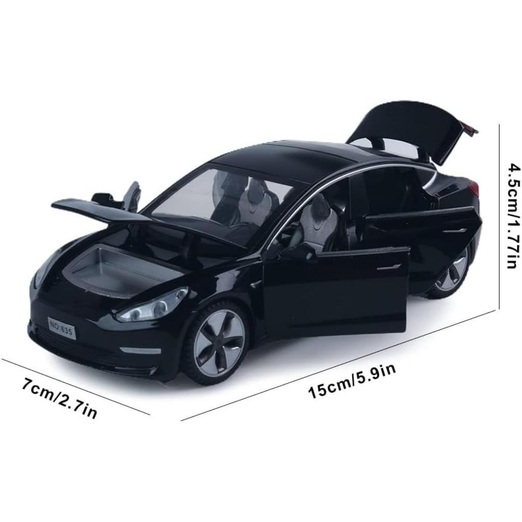 1/32 Scale Tesla Model 3 Alloy Car Model Diecast Toy Vehicles,Pull Back Alloy Car with Lights and Music,Mini Vehicles Toys for Kids Gift