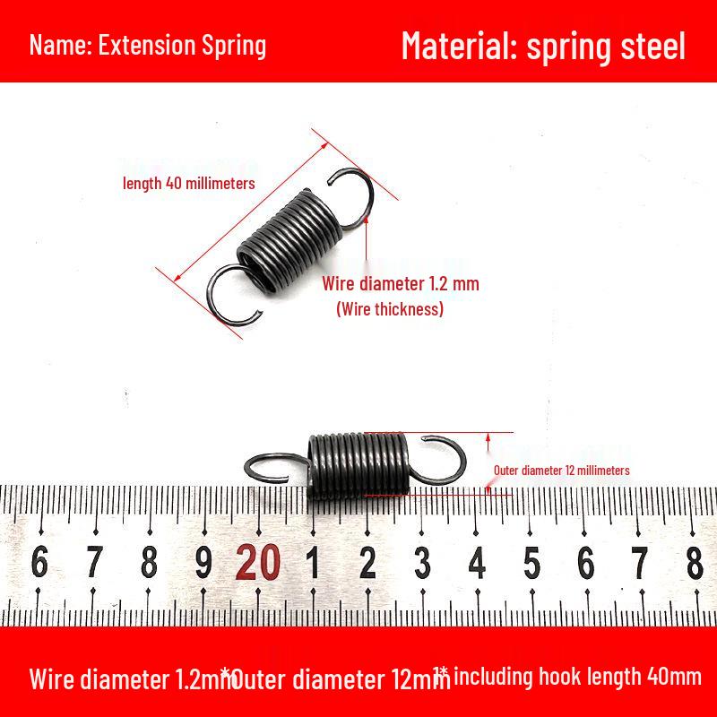 1.2mm Wire Extension Spring with Hook - Soft Tensile Force Spring Accessory