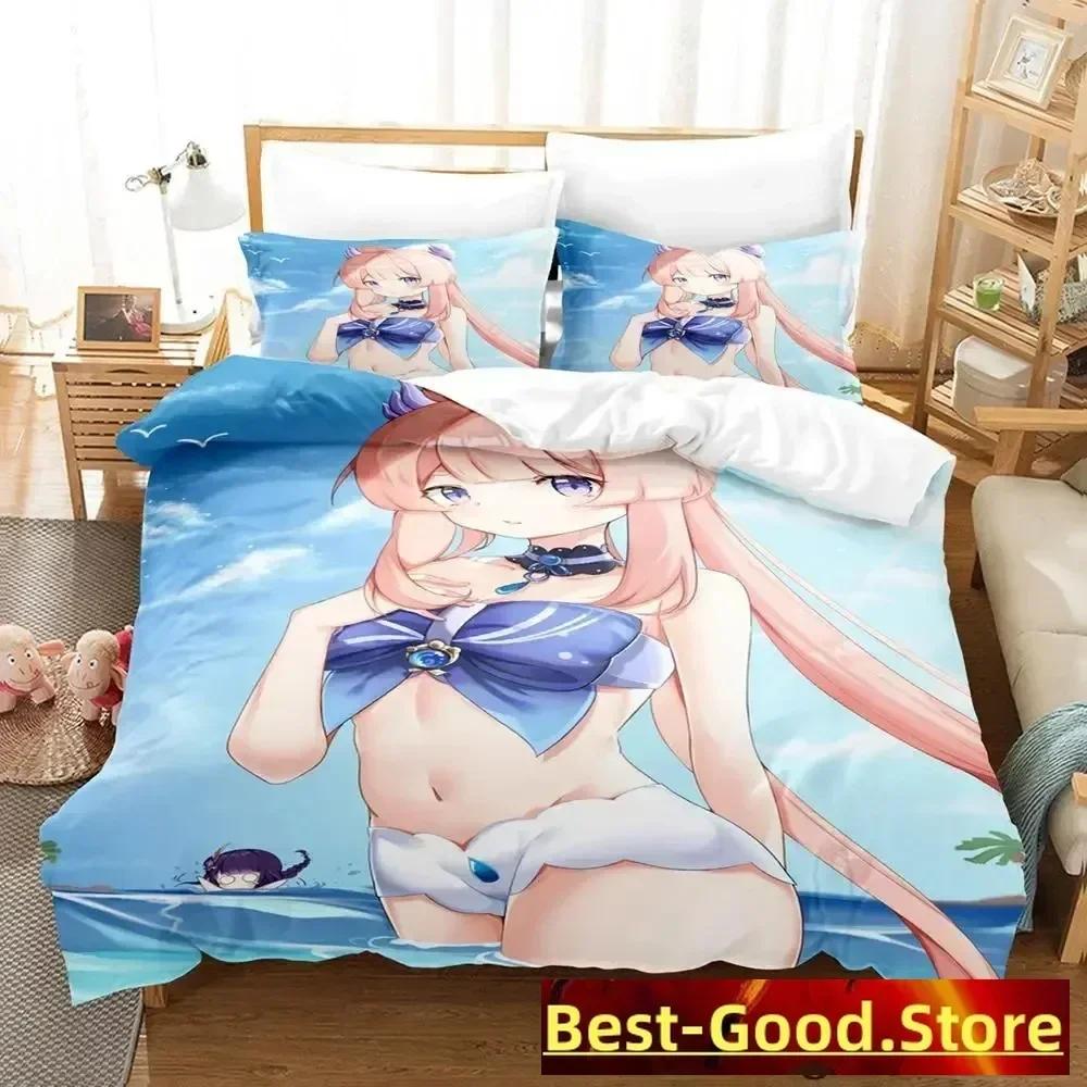 Game Genshin Impact Sangonomiya Kokomi Bedding Set Single Twin Full Queen King Size Bed Set Adult Kid Bedroom Duvetcover Sets