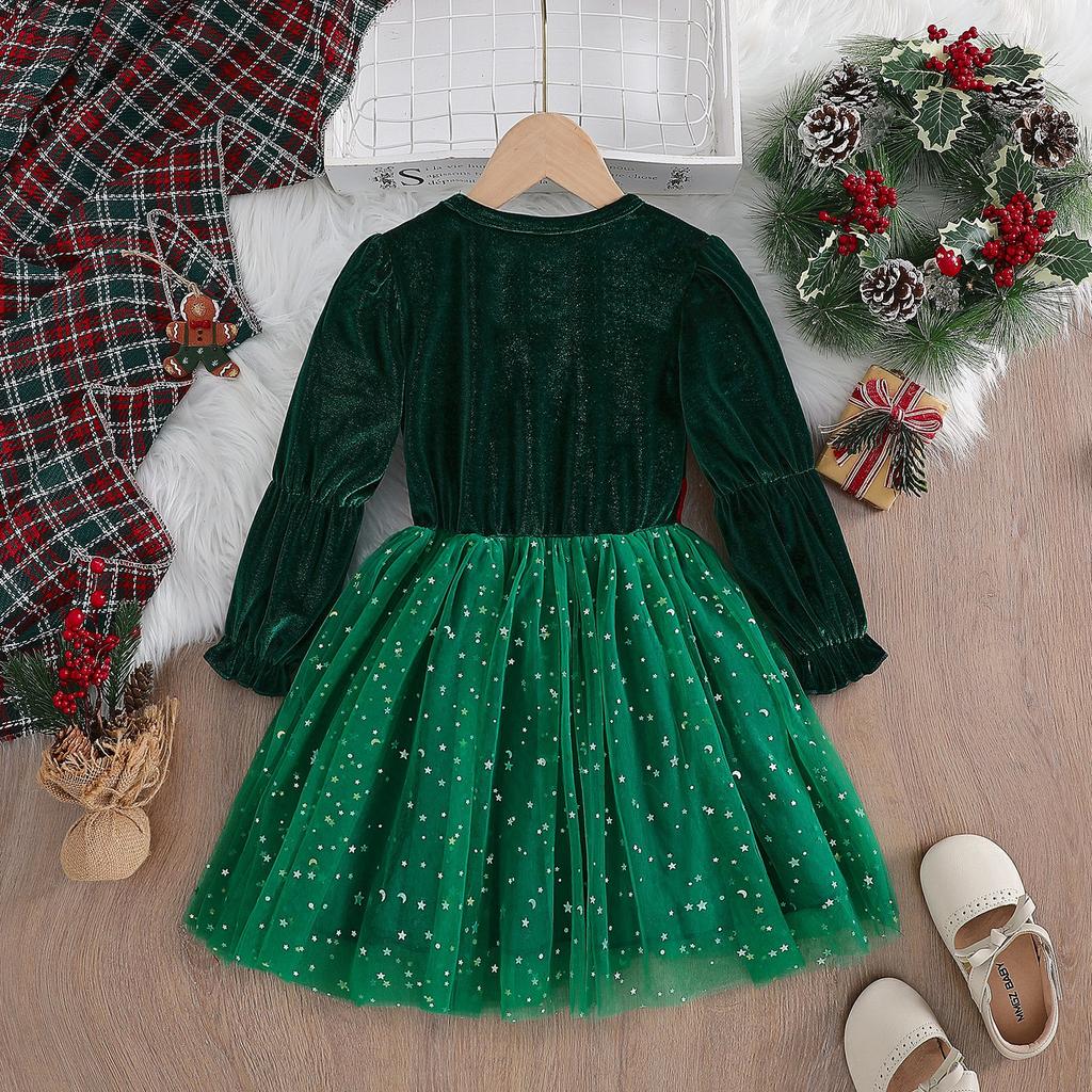 Girls Long Sleeve Princess Dress Autumn Spring Kids Christmas Party Elegant Gown Baby Toddler Formal Wear