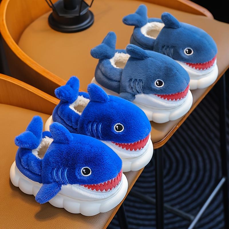 Soft Breathable Youngsters' Shark Slides Cute Cartoon Shark Slippers with Fabric Upper  EVA Sole