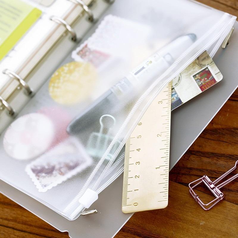 10Pcs A6 Loose-leaf Folder Pocket 6-hole Transparent Zipper Bag Document and Business Card Multi-functional Storage Bag