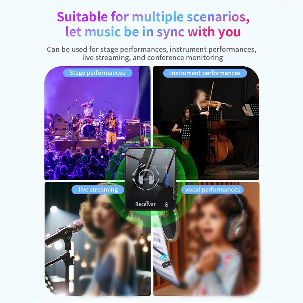 2.4GHz Wireless Earphone Monitor Transmission System Rechargeable Transmitter and Receiver