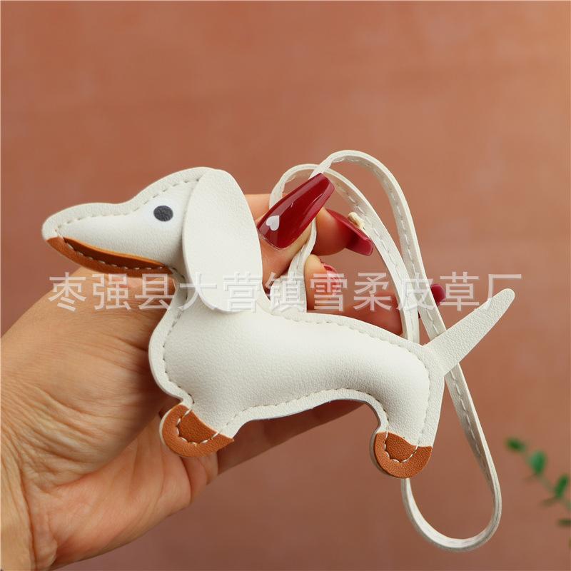 Creative Dachshund Bag Pendant Decorative Leather Pendant Cartoon Leather Rope Puppy Key Accessories Pendant