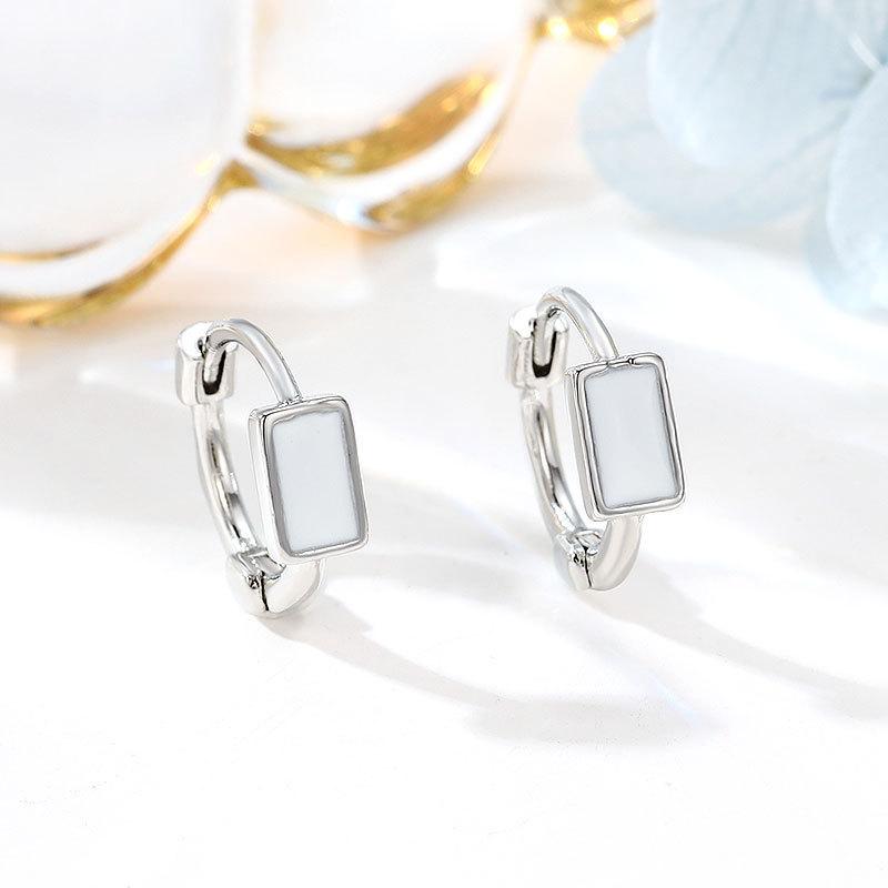 

Korean Version of Fashion Temperament Epoxy Black and White Rectangular Earrings Women s Niche Design Jewelry