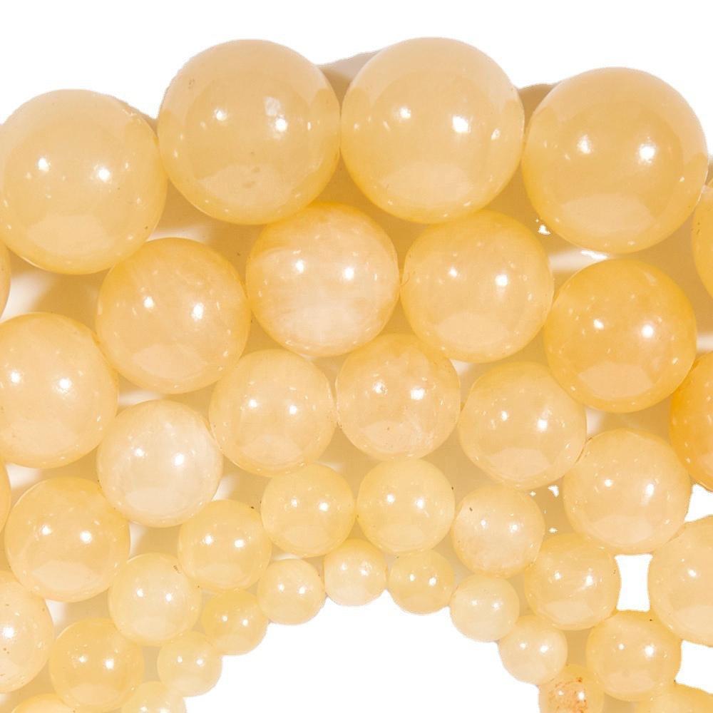 Natural Beige Jade Round Loose Beads for DIY Bracelets and Jewelry Accessories