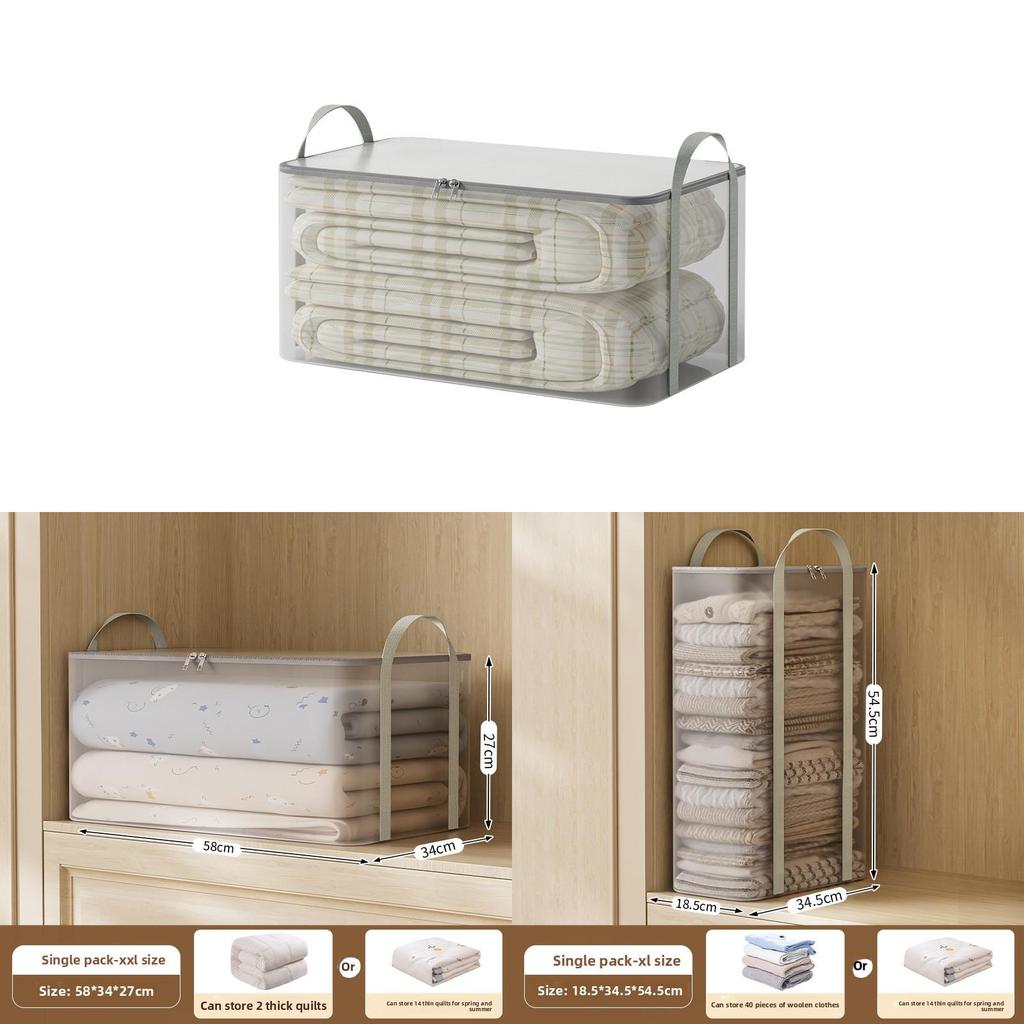 Transparent Clothes Storage Bag With Reinforced Handles For Bedroom Organization And Moving