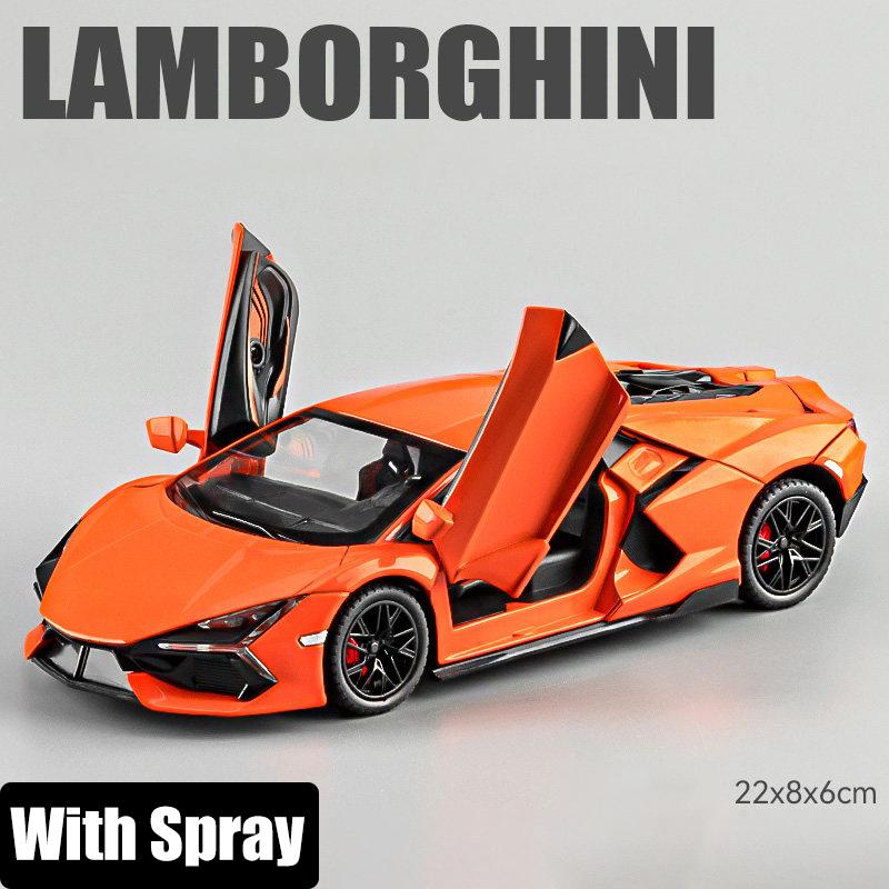 Spray 1:24 Lamborghini Revuelto Countach LP500S Supercar Alloy Metal Diecast Model Car High Simulation Home Trendy Ornaments Toy