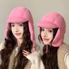Padded Thermal Pullover Bomber Hat Adjustable Buckle Ear Flap Hat Retro Trapper Hat  Winter