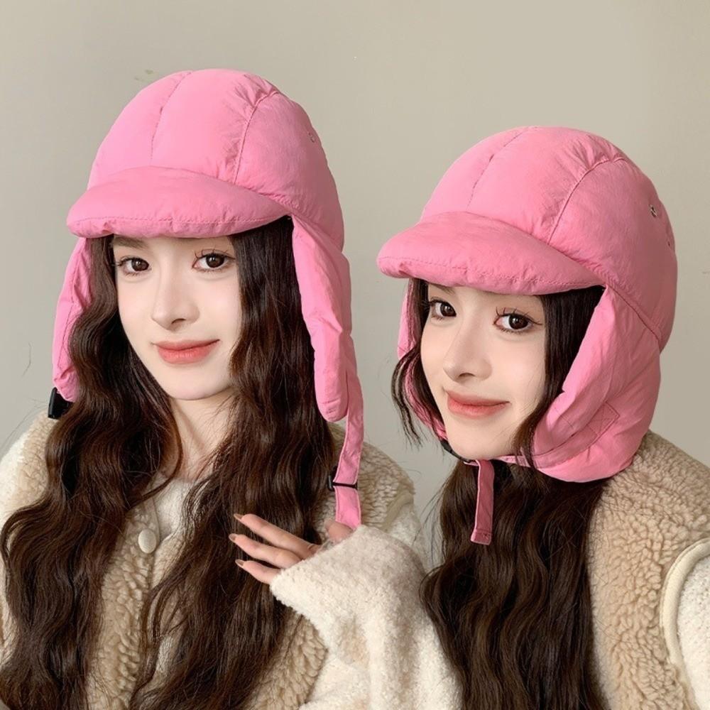 Padded Thermal Pullover Bomber Hat Adjustable Buckle Ear Flap Hat Retro Trapper Hat Winter