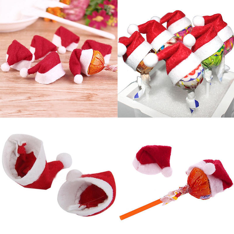 6Pcs Mini Santa Claus Hat Christmas Xmas Holiday Lollipop Top Topper Decor New