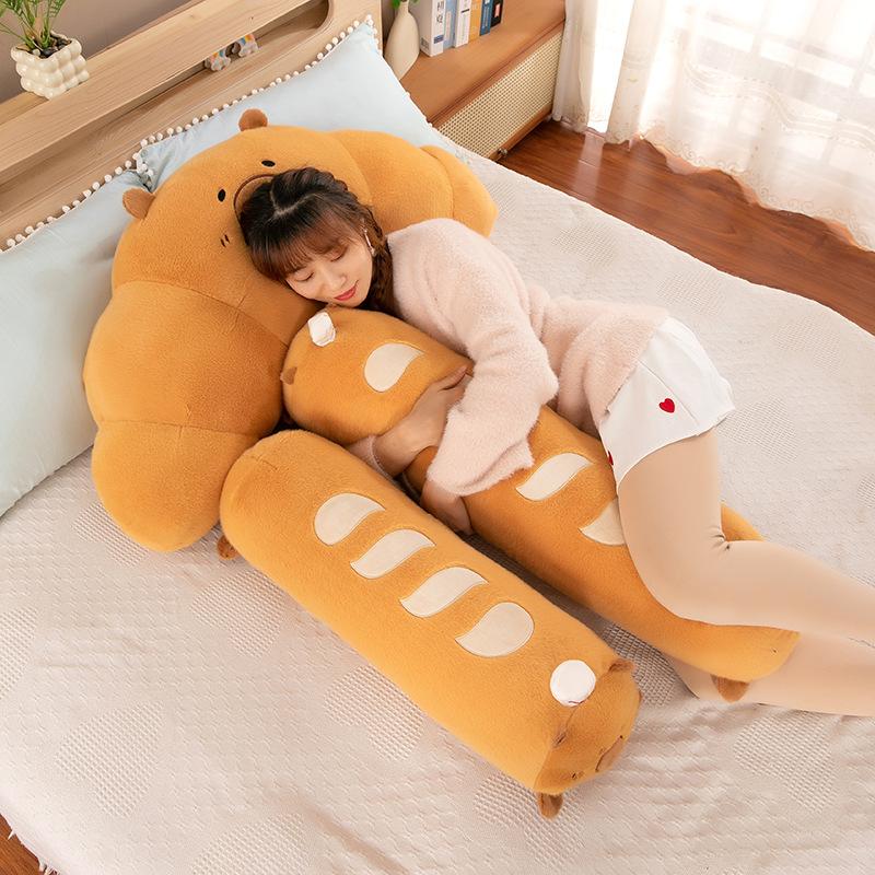 Dolphin Bakery Doll Baguette Croissant Transformed into Capybara Plush Toy Long Sleeping Pillow Sofa Cushion