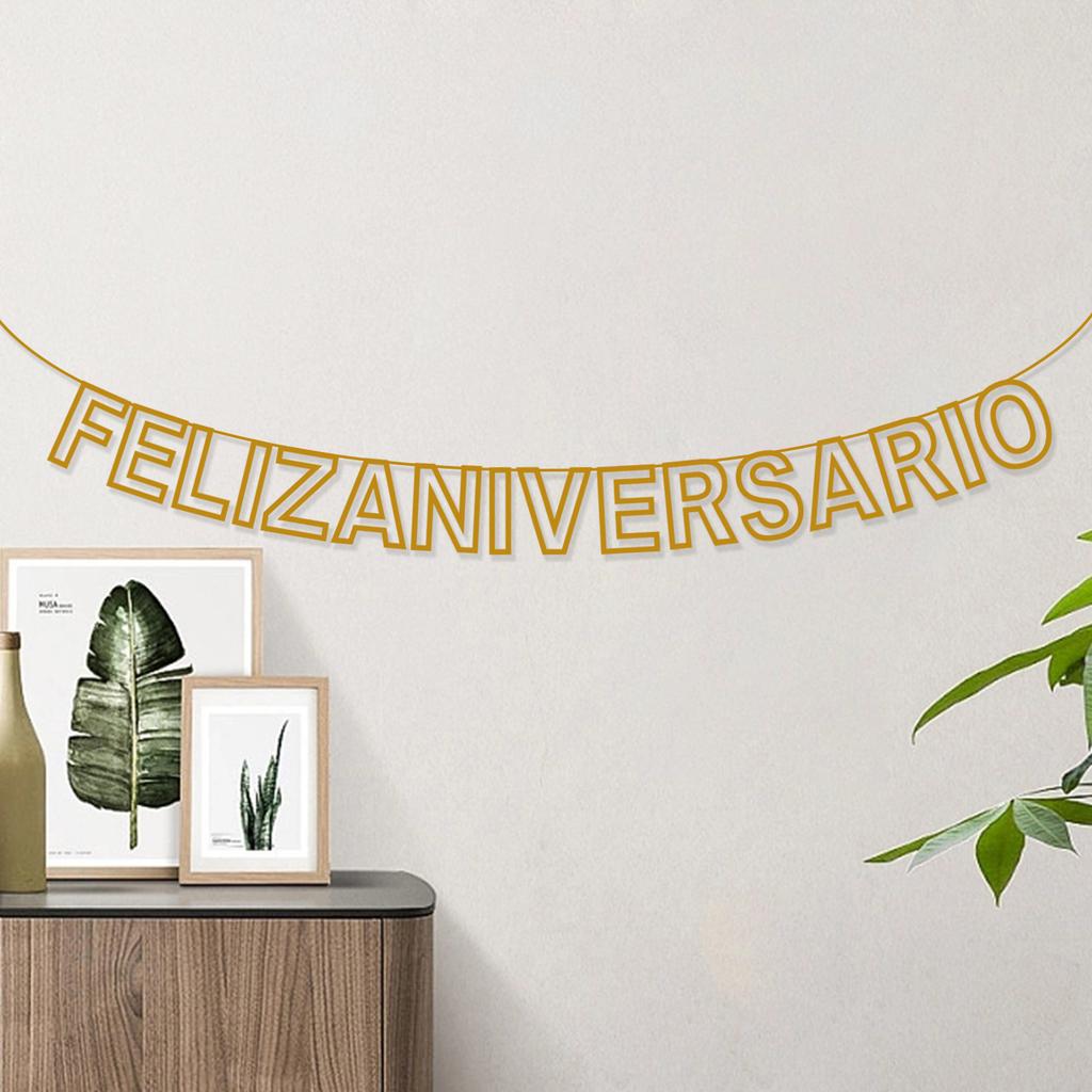 Spanish Hollow Letter Flag Feliz Aniversario Wedding Anniversary Celebration Latte Custom
