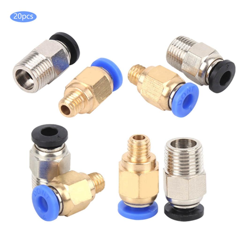 20Pcs Straight Pneumatic Fitting Push Connect for Bowden Ex 3D Printers PC4‑M10 PC4‑M6