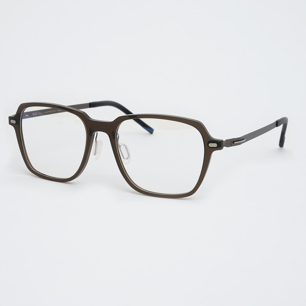 Alloaiweeo [The Air] Al5310 0910G Ultra-Lightweight Oversized Square Black Eyeglass Frame Blue Light Lens Selection