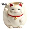 Resin Flower Pot for Indoor Plants Cute Fortune Cat Planter, Beckoning Kitty Pot, Auspicious Home Decor Living Room Cartoon Plant Succulents,