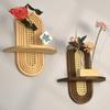 New Handmade Rattan Flower Shelf Boho Style Geometric Wall Mounted Shelves Decorative Bamboo Wooden Shelf Home Decor