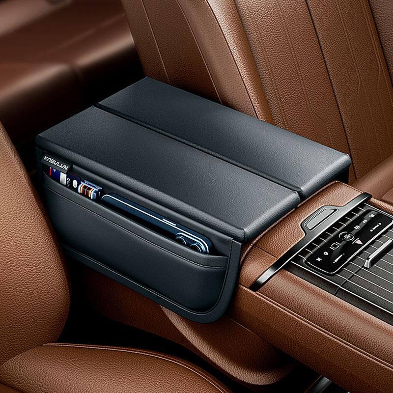 New Top Symmetrical Double-Lids Armrest Box Cover Soft Memory Heightening Elbow Support Pad With Side Storage Pocket Organizer