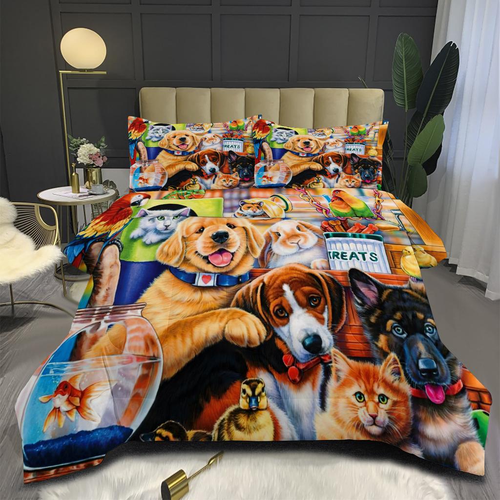Astronaut Digital Print Duvet Cover Set - 3 Piece, Animal Design, Thickened Comforter Set