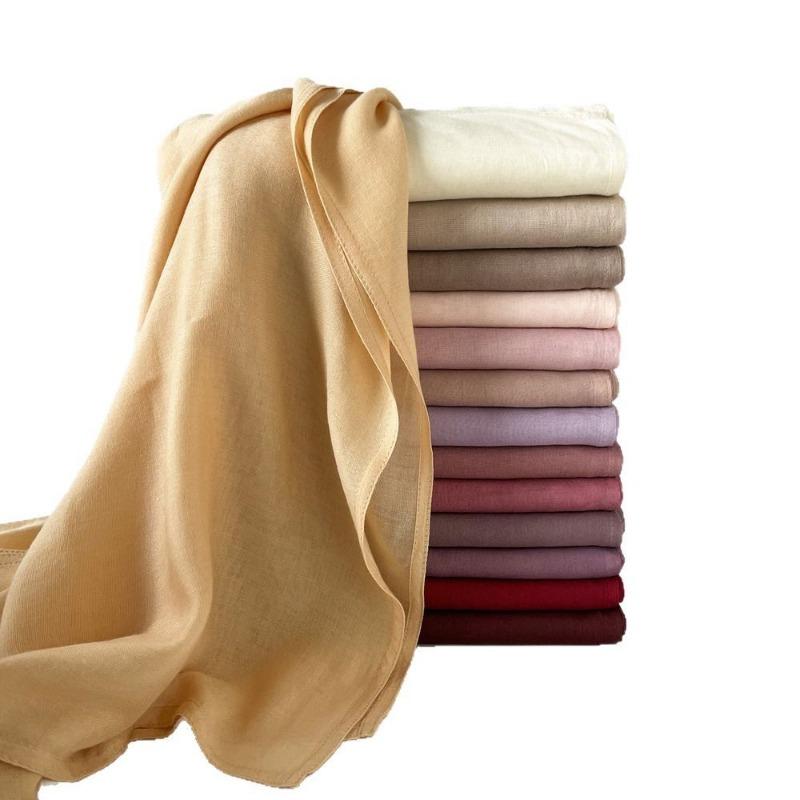 Summer Cotton and Linen Scarf Solid Color Simple Sunscreen Shawl Women's High-end Silk Scarf Yarn Headscarf