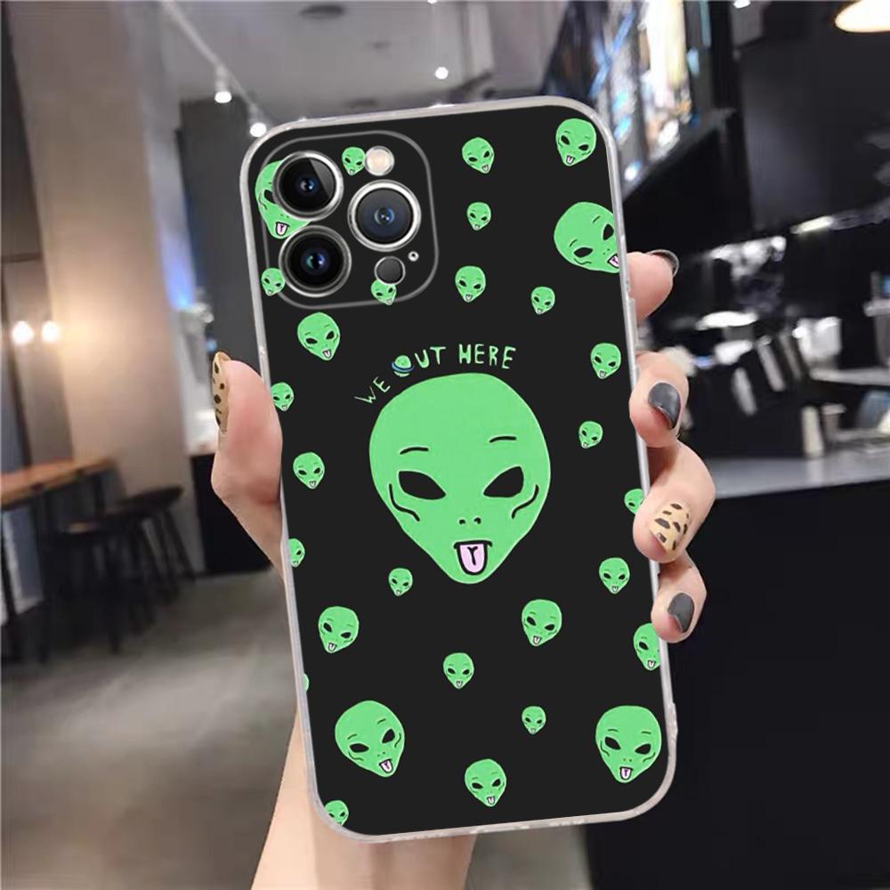 Funny Aesthetics Cartoon Alien Space Phone Case Silicone Soft For Iphone 16 15 14 13 12 11 Pro Mini XS MAX Plus X Cover