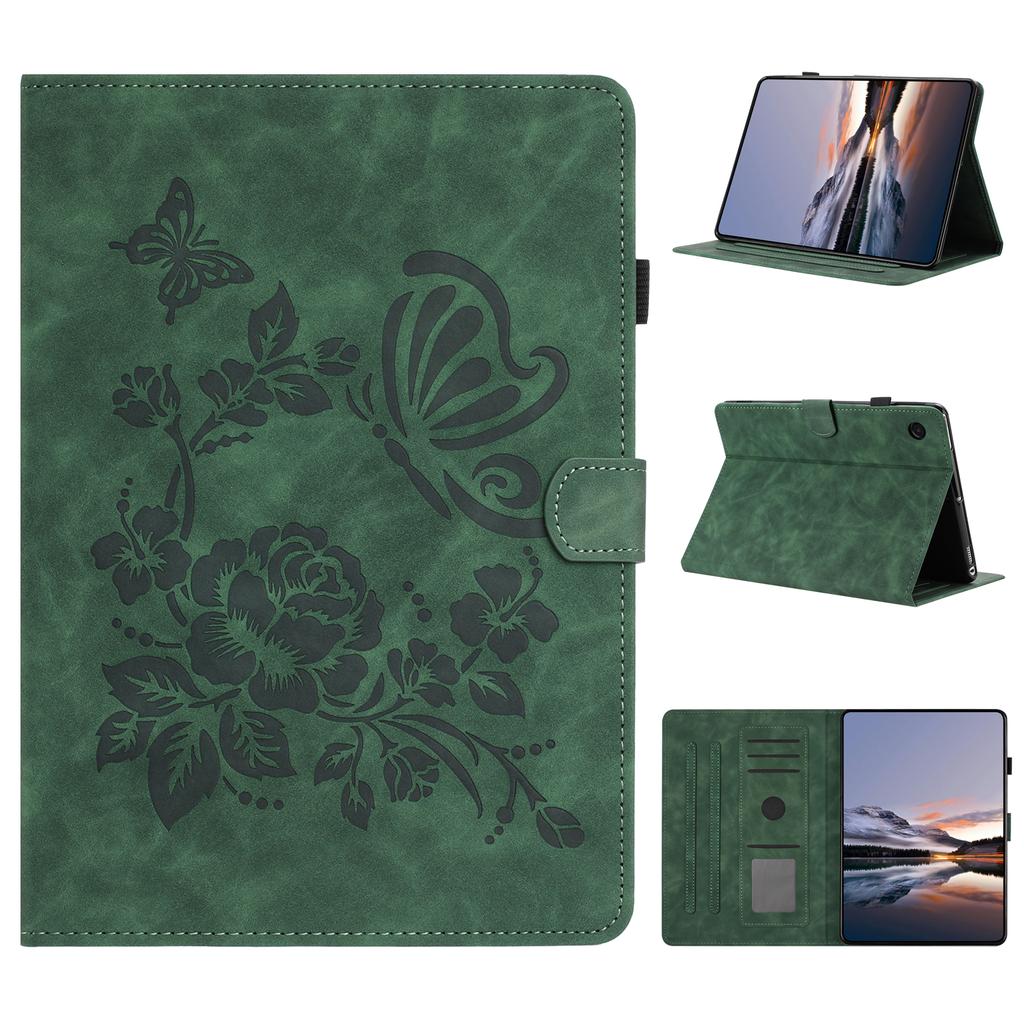 For Samsung Galaxy Tab A11/A9 Case Card Holder Stand Butterfly Floral Imprinted Leather Tablet Cover
