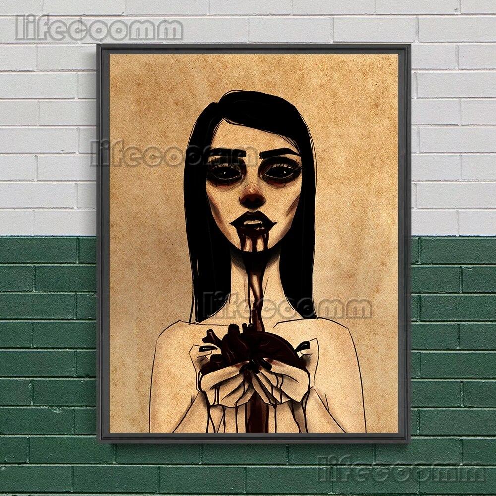 

Лукисан Канвас Четак Сени Диндинг Пенихир Гелап Хаус Дарах Гадис Плакат Антик Гелап дан Четак Унтук Декораси Румах Сихир Без рамки 21*30cm