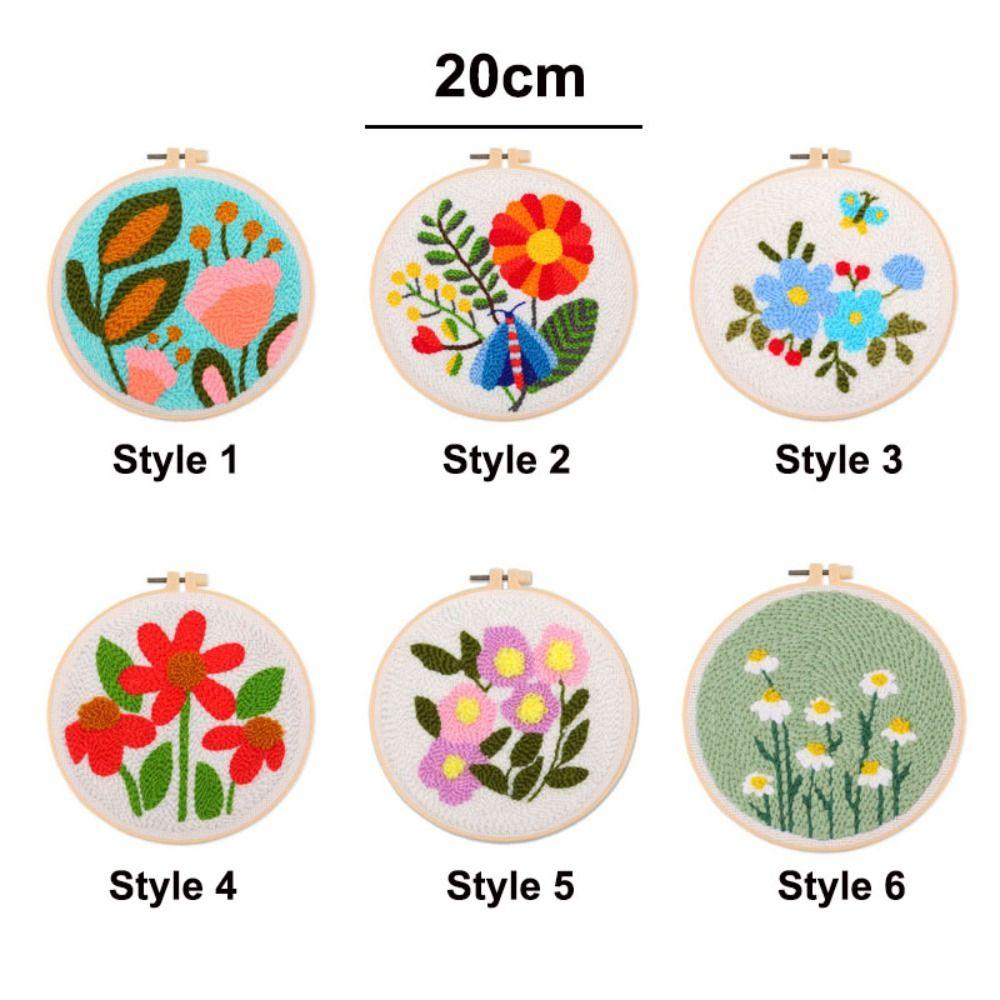 Handmade Rug Punch Flower Pattern Embroidery Kit Home Decor Punch Needle Kit  Adults