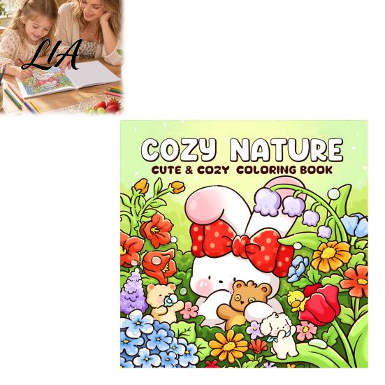 Dickes Papier Zeichenhefte Gemütliches Natur Malbuch, Entspannende Blumen- und Tiermuster, Baumwolle Kreative Hobbys für Erwachsene Zellstoff DIY Malbuch