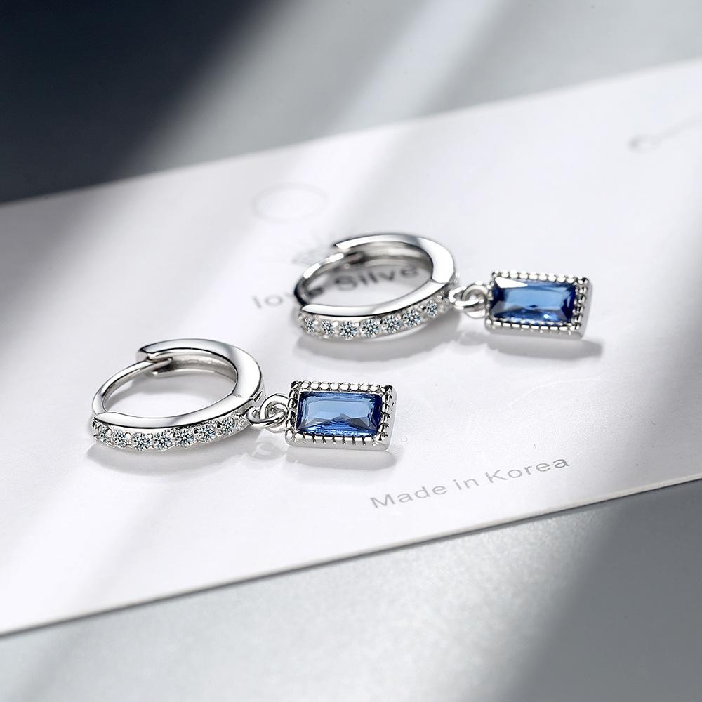 2024 Blue Natural Zircon Stone Drop Earrings for Women Luxury Silver Color Earrings Ethnic Wedding Jewelry Crystal Gift