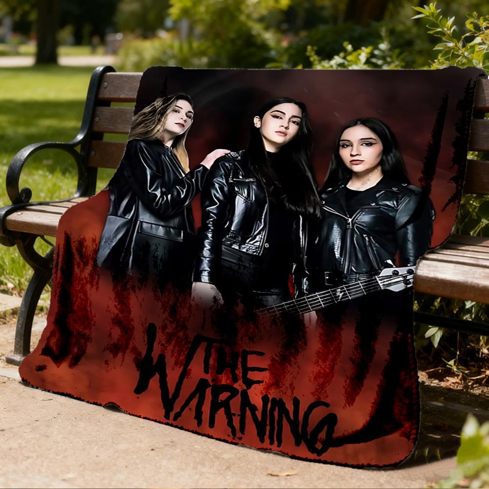 1pc The Warning Band Outdoor Flannel Blanket, Cozy & Warm Soft Te Playful Design, Napping Camping,