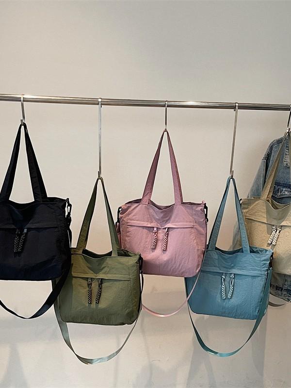 Minimalist Nylon Tote Bag With Top Zipper For Daily Commuting And Casual Wear