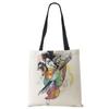Painting Abstract Canvas Shoulder Bag Women Print Harajuku Casual Shopping Tote Bag Reusable Large Capacity Folding Handbag CLE