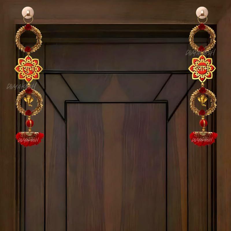 

Подвески ручной работы ШУБХ И ЛАБХ в виде лотоса, приветственные таблички на дверь, украшение для храма, декор на Дивали, предметы декора в виде лотоса, Сон/Шун/Шоон, таблички для пуджи, дверь