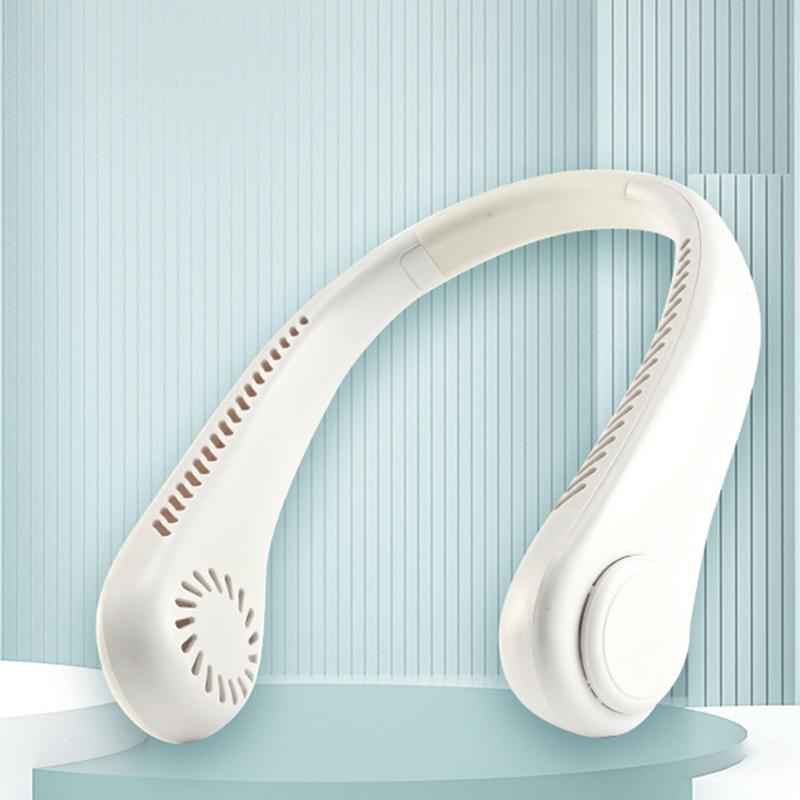 

Car Fan New Mini Neck Fan Portable Bladeless Hanging Neck 1200mAh Rechargeable Air Cooler 3 Speed Mini Summer Sports Fans білий