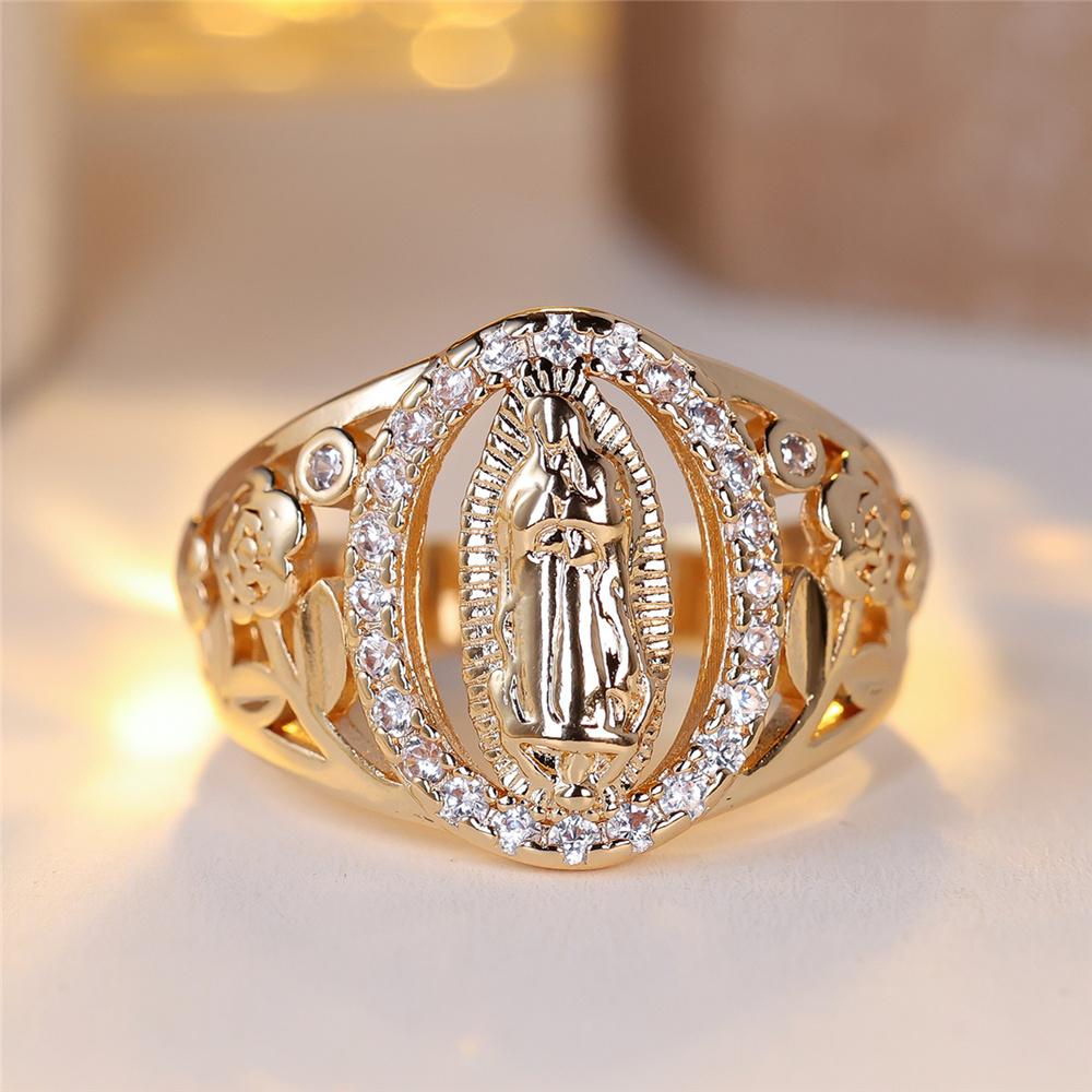 Luxury Crystal White Zircon Flower Rings For Women SGold Color Wedding Ring Bridal Engagement Band Gifts