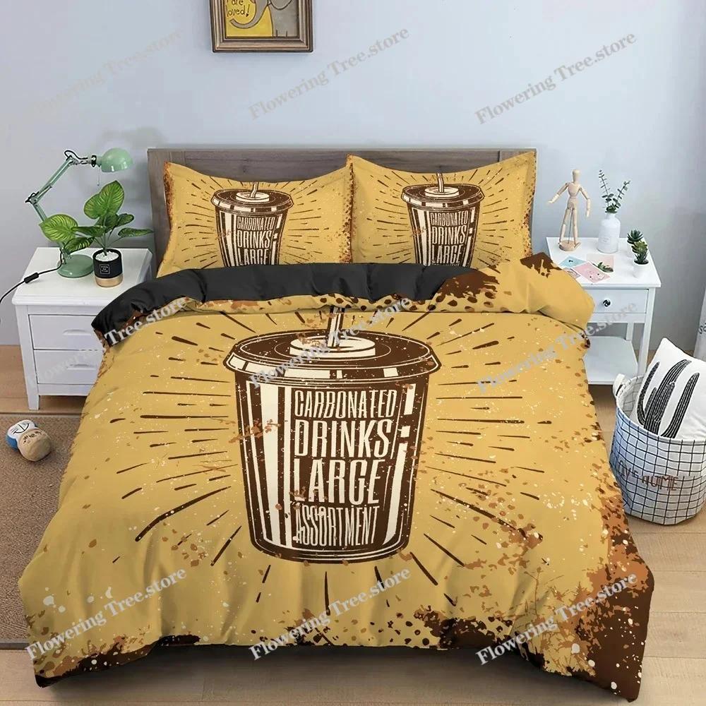 Grunge Hintergrund Illustration Bettbezug Set 3D Retro Bettwäsche Set mit Kissenbezug King Queen Twin Größe Bettwäsche