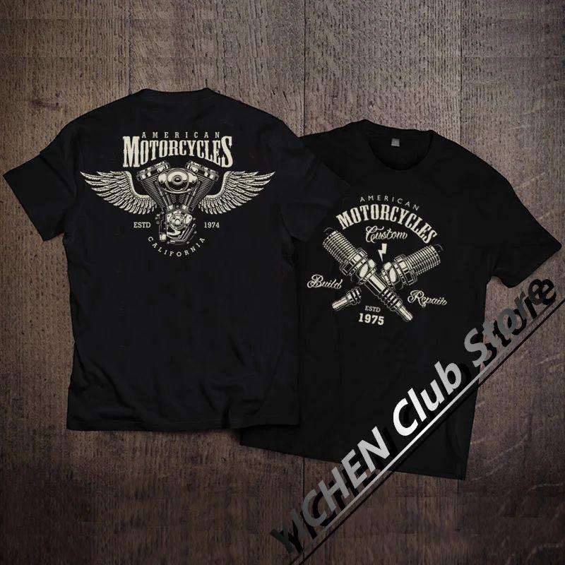 

Heavy Cotton American Retro Harley Locomotive Cycling Suit Boxing Engine Personality Loose Men s and Women s T-Shirts M