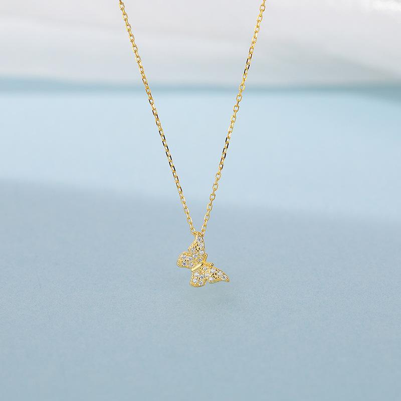 

Милое и милое двухслойное ожерелье с бабочками, роскошь и роскошь, универсальное для маленьких и средних ожерелий