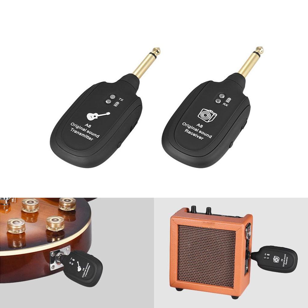 A8 UHF Trådløst Gitar Sendersett 730MHz 50M For Elektriske Gitarer Bass Fiolin